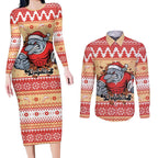Redcliffe Strong Dolphins Personalised Couples Matching Long Sleeve Bodycon Dress and Long Sleeve Button Shirt Christmas Rugby League Spirit - Aussie Hoodie