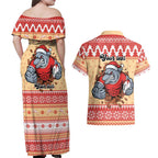Redcliffe Strong Dolphins Personalised Couples Matching Off Shoulder Maxi Dress and Hawaiian Shirt Christmas Rugby League Spirit - Aussie Hoodie
