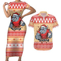 Redcliffe Strong Dolphins Personalised Couples Matching Short Sleeve Bodycon Dress and Hawaiian Shirt Christmas Rugby League Spirit - Aussie Hoodie