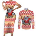 Redcliffe Strong Dolphins Personalised Couples Matching Short Sleeve Bodycon Dress and Long Sleeve Button Shirt Christmas Rugby League Spirit - Aussie Hoodie