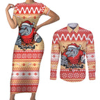 Redcliffe Strong Dolphins Personalised Couples Matching Short Sleeve Bodycon Dress and Long Sleeve Button Shirt Christmas Rugby League Spirit - Aussie Hoodie