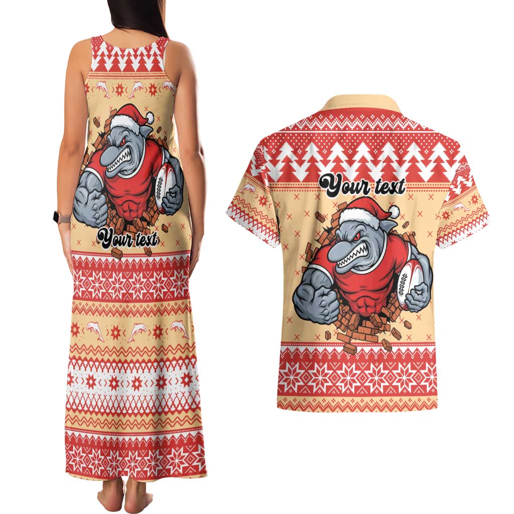 Redcliffe Strong Dolphins Personalised Couples Matching Tank Maxi Dress and Hawaiian Shirt Christmas Rugby League Spirit - Aussie Hoodie