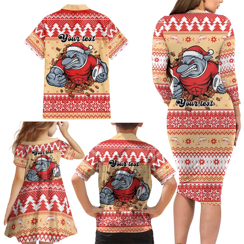 Redcliffe Strong Dolphins Personalised Family Matching Long Sleeve Bodycon Dress and Hawaiian Shirt Christmas Rugby League Spirit - Aussie Hoodie