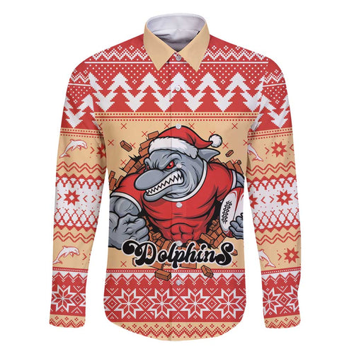 Redcliffe Strong Dolphins Personalised Family Matching Long Sleeve Bodycon Dress and Hawaiian Shirt Christmas Rugby League Spirit - Aussie Hoodie