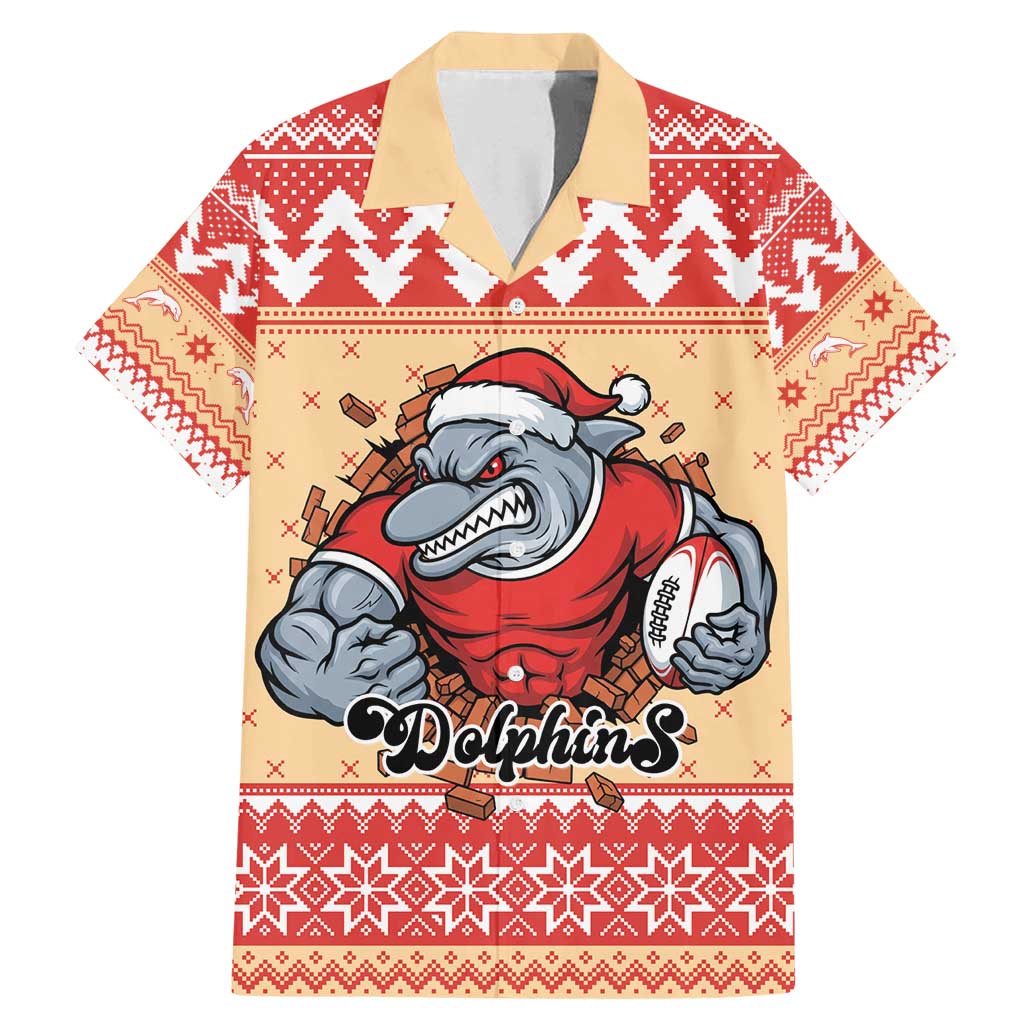 Redcliffe Strong Dolphins Personalised Family Matching Mermaid Dress and Hawaiian Shirt Christmas Rugby League Spirit - Aussie Hoodie