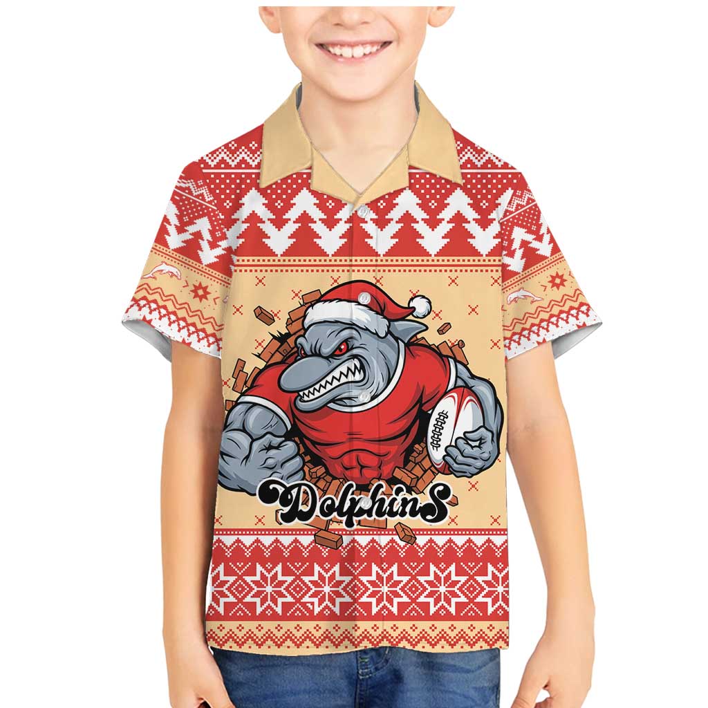 Redcliffe Strong Dolphins Personalised Family Matching Mermaid Dress and Hawaiian Shirt Christmas Rugby League Spirit - Aussie Hoodie