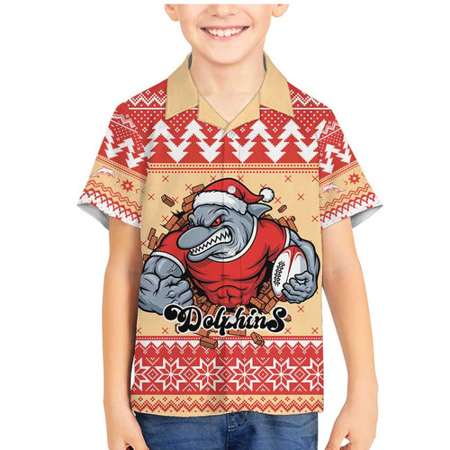 Redcliffe Strong Dolphins Personalised Family Matching Mermaid Dress and Hawaiian Shirt Christmas Rugby League Spirit - Aussie Hoodie