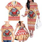 Redcliffe Strong Dolphins Personalised Family Matching Off The Shoulder Long Sleeve Dress and Hawaiian Shirt Christmas Rugby League Spirit - Aussie Hoodie