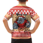 Redcliffe Strong Dolphins Personalised Family Matching Off The Shoulder Long Sleeve Dress and Hawaiian Shirt Christmas Rugby League Spirit - Aussie Hoodie