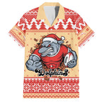 Redcliffe Strong Dolphins Personalised Family Matching Off The Shoulder Long Sleeve Dress and Hawaiian Shirt Christmas Rugby League Spirit - Aussie Hoodie