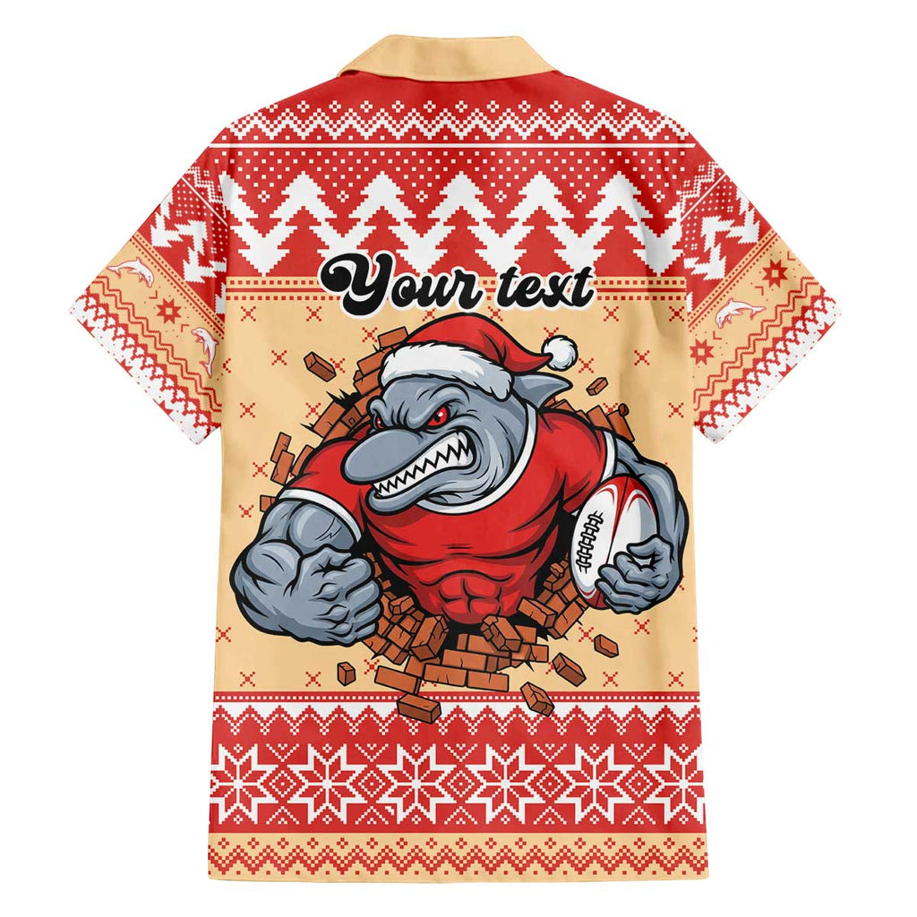 Redcliffe Strong Dolphins Personalised Family Matching Off The Shoulder Long Sleeve Dress and Hawaiian Shirt Christmas Rugby League Spirit - Aussie Hoodie