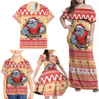 Redcliffe Strong Dolphins Personalised Family Matching Off Shoulder Maxi Dress and Hawaiian Shirt Christmas Rugby League Spirit - Aussie Hoodie