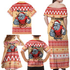 Redcliffe Strong Dolphins Personalised Family Matching Off Shoulder Maxi Dress and Hawaiian Shirt Christmas Rugby League Spirit - Aussie Hoodie