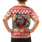 Redcliffe Strong Dolphins Personalised Family Matching Off Shoulder Short Dress and Hawaiian Shirt Christmas Rugby League Spirit - Aussie Hoodie