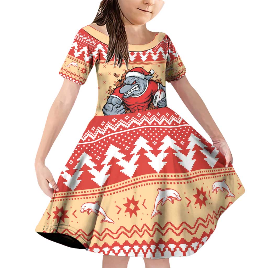 Redcliffe Strong Dolphins Personalised Family Matching Off Shoulder Short Dress and Hawaiian Shirt Christmas Rugby League Spirit - Aussie Hoodie