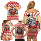 Redcliffe Strong Dolphins Personalised Family Matching Off Shoulder Short Dress and Hawaiian Shirt Christmas Rugby League Spirit - Aussie Hoodie