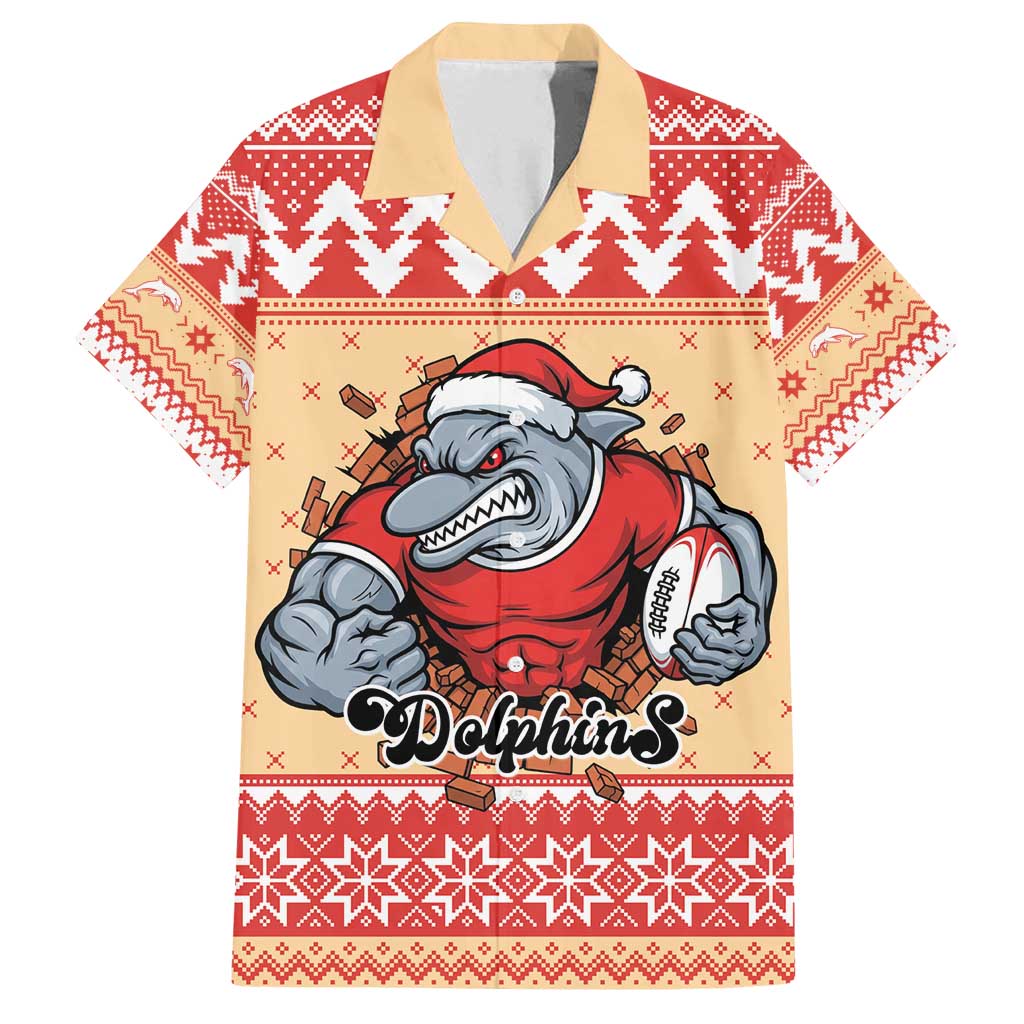 Redcliffe Strong Dolphins Personalised Family Matching Puletasi and Hawaiian Shirt Christmas Rugby League Spirit - Aussie Hoodie