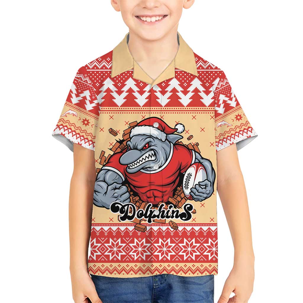 Redcliffe Strong Dolphins Personalised Family Matching Puletasi and Hawaiian Shirt Christmas Rugby League Spirit - Aussie Hoodie