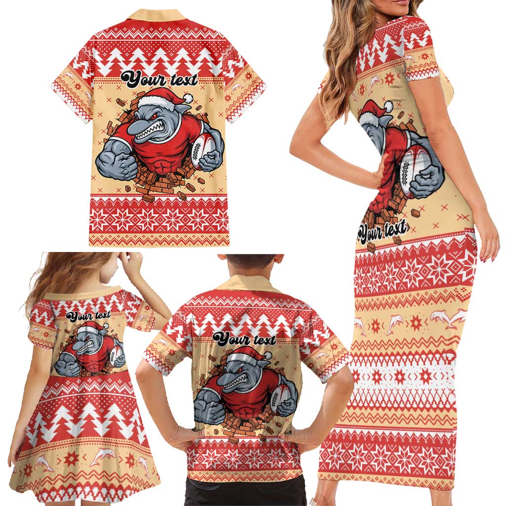 Redcliffe Strong Dolphins Personalised Family Matching Short Sleeve Bodycon Dress and Hawaiian Shirt Christmas Rugby League Spirit - Aussie Hoodie