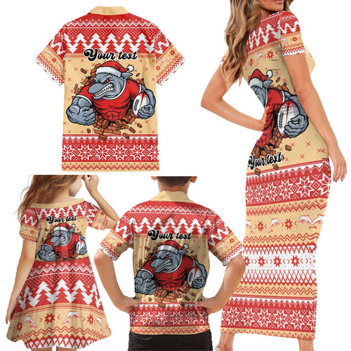 Redcliffe Strong Dolphins Personalised Family Matching Short Sleeve Bodycon Dress and Hawaiian Shirt Christmas Rugby League Spirit - Aussie Hoodie