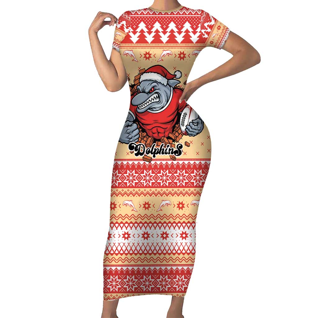 Redcliffe Strong Dolphins Personalised Family Matching Short Sleeve Bodycon Dress and Hawaiian Shirt Christmas Rugby League Spirit - Aussie Hoodie