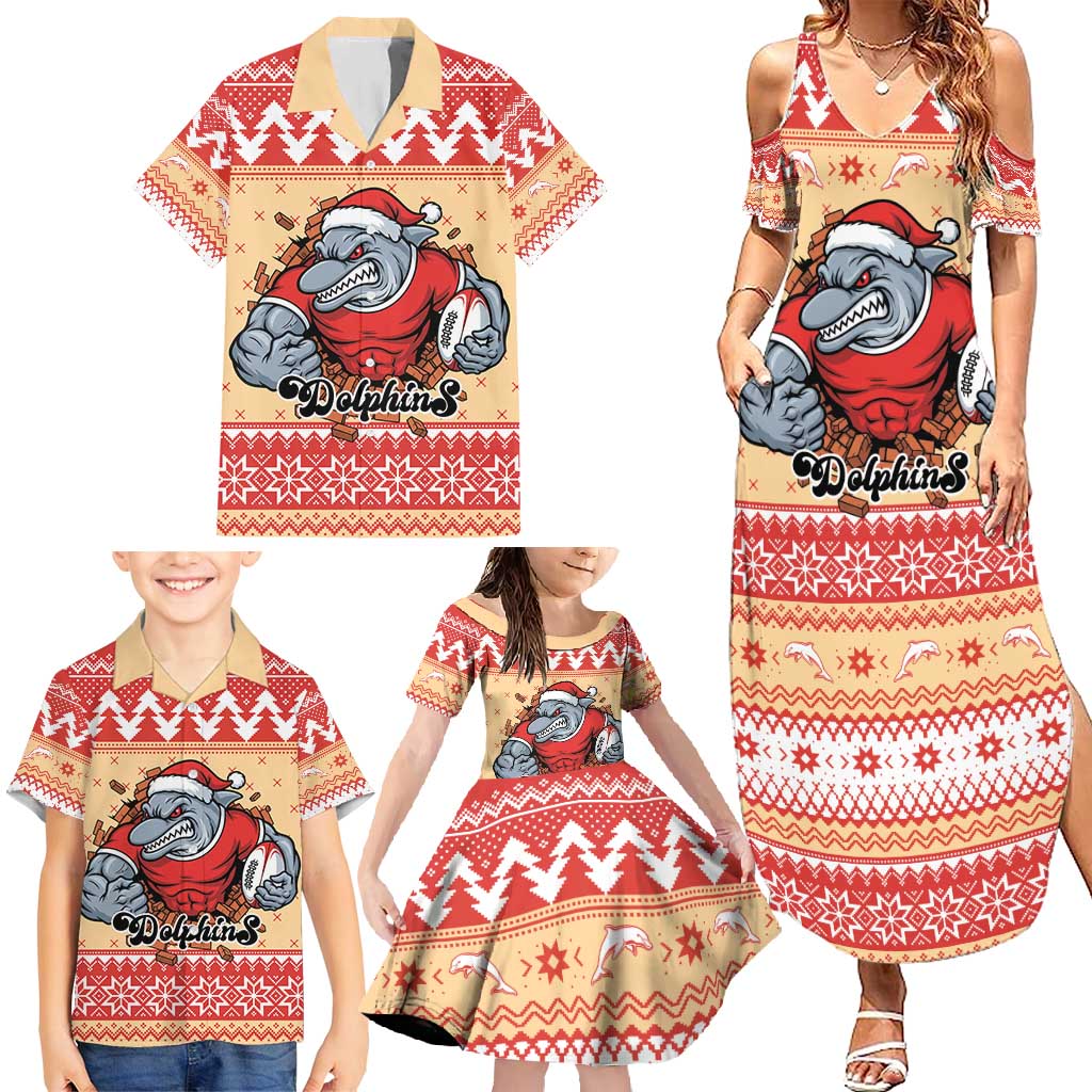 Redcliffe Strong Dolphins Personalised Family Matching Summer Maxi Dress and Hawaiian Shirt Christmas Rugby League Spirit - Aussie Hoodie