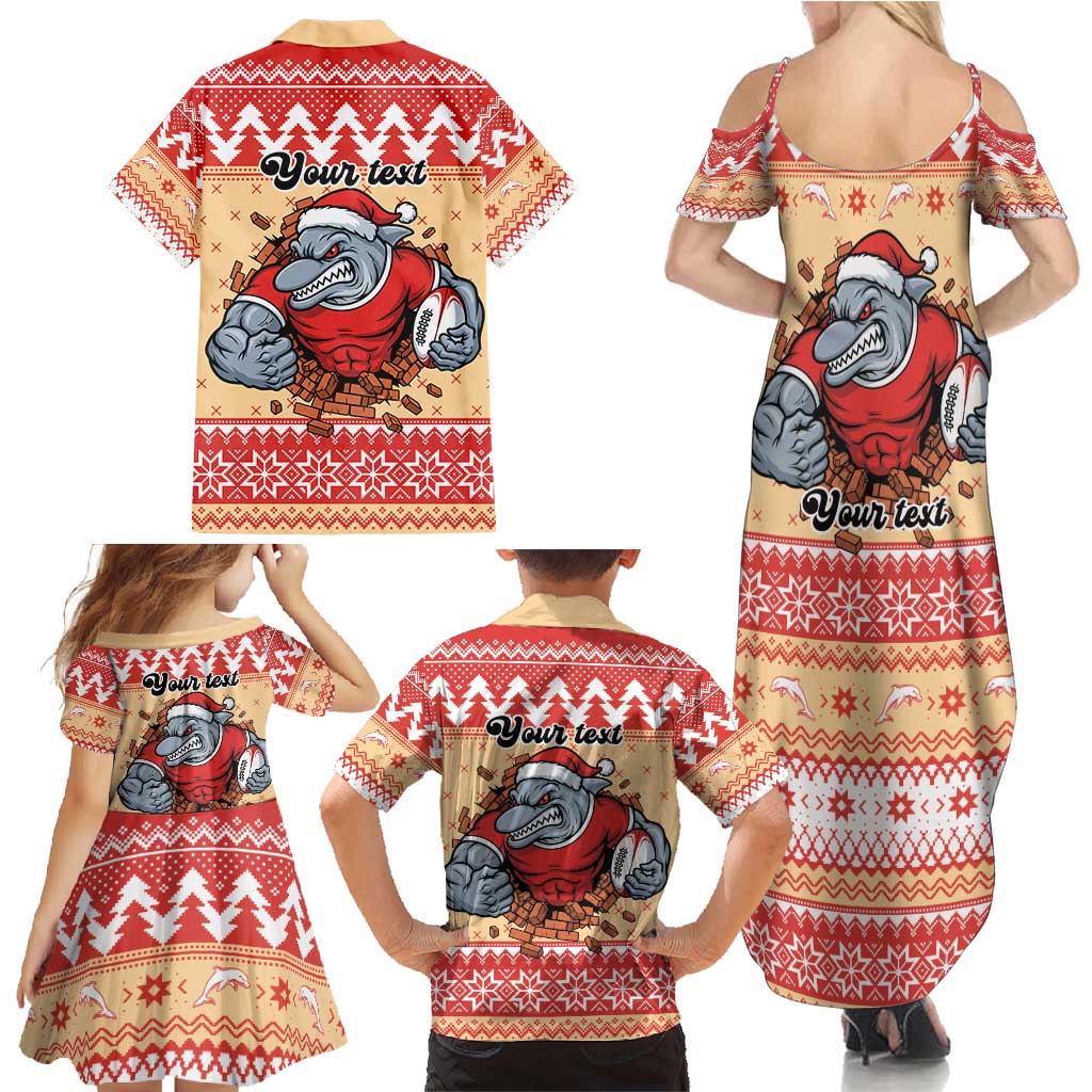 Redcliffe Strong Dolphins Personalised Family Matching Summer Maxi Dress and Hawaiian Shirt Christmas Rugby League Spirit - Aussie Hoodie