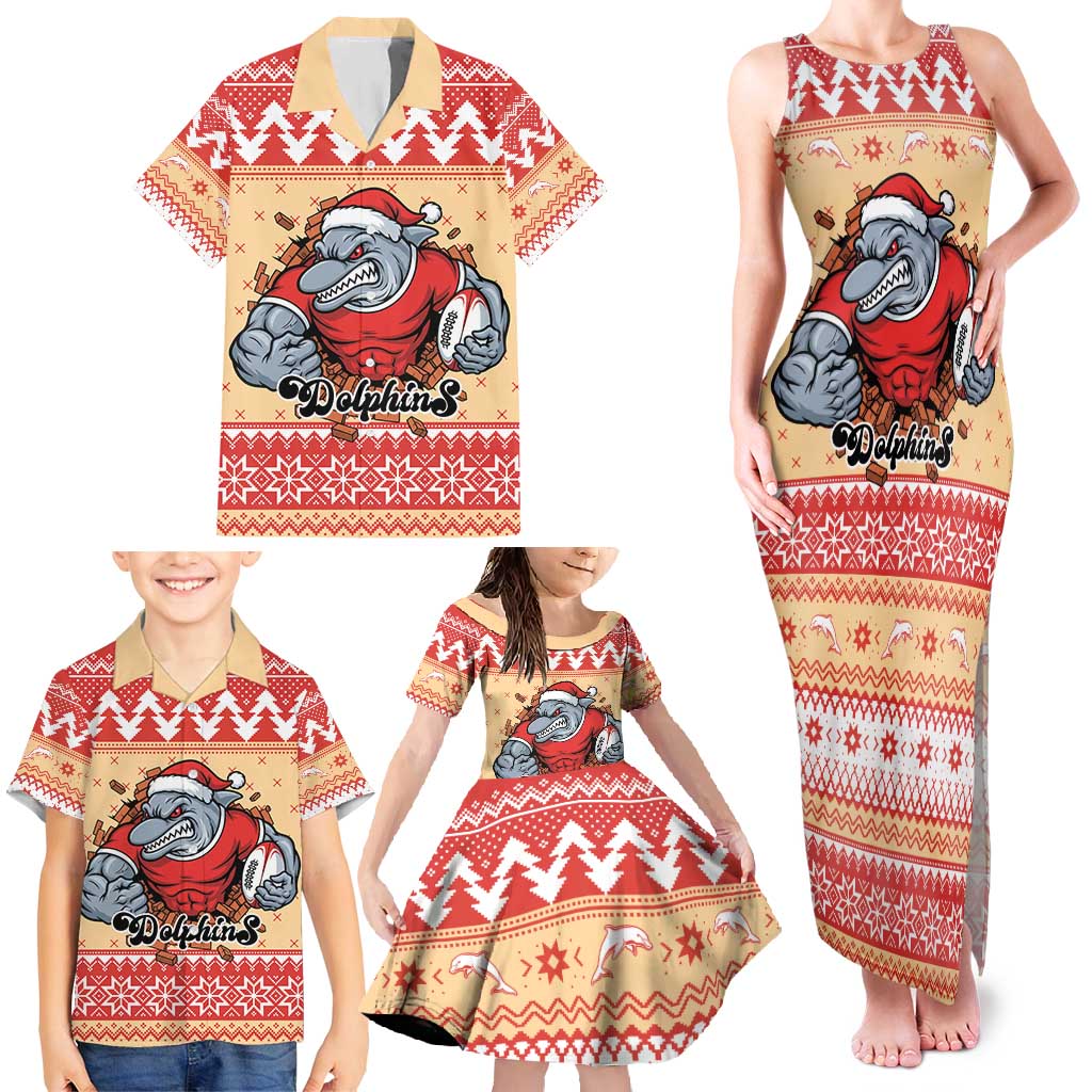 Redcliffe Strong Dolphins Personalised Family Matching Tank Maxi Dress and Hawaiian Shirt Christmas Rugby League Spirit - Aussie Hoodie