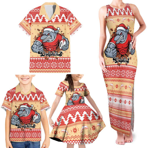 Redcliffe Strong Dolphins Personalised Family Matching Tank Maxi Dress and Hawaiian Shirt Christmas Rugby League Spirit - Aussie Hoodie