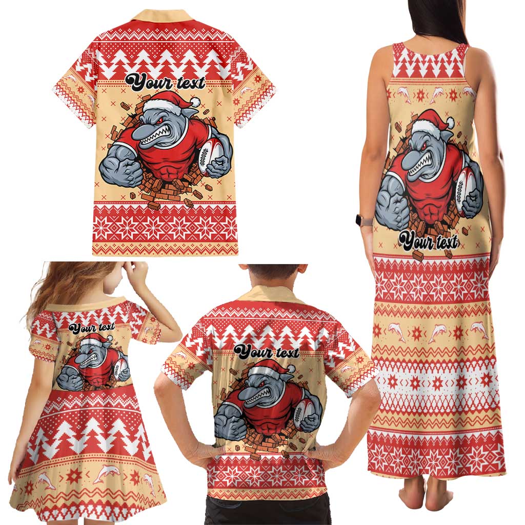 Redcliffe Strong Dolphins Personalised Family Matching Tank Maxi Dress and Hawaiian Shirt Christmas Rugby League Spirit - Aussie Hoodie