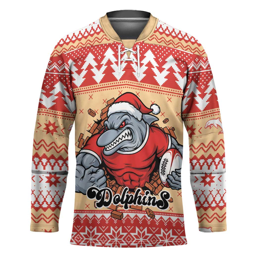 Redcliffe Strong Dolphins Personalised Hockey Jersey Christmas Rugby League Spirit - Aussie Hoodie