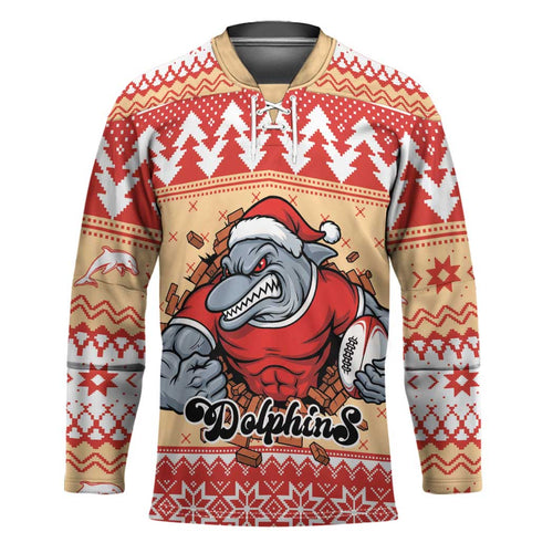 Redcliffe Strong Dolphins Personalised Hockey Jersey Christmas Rugby League Spirit - Aussie Hoodie