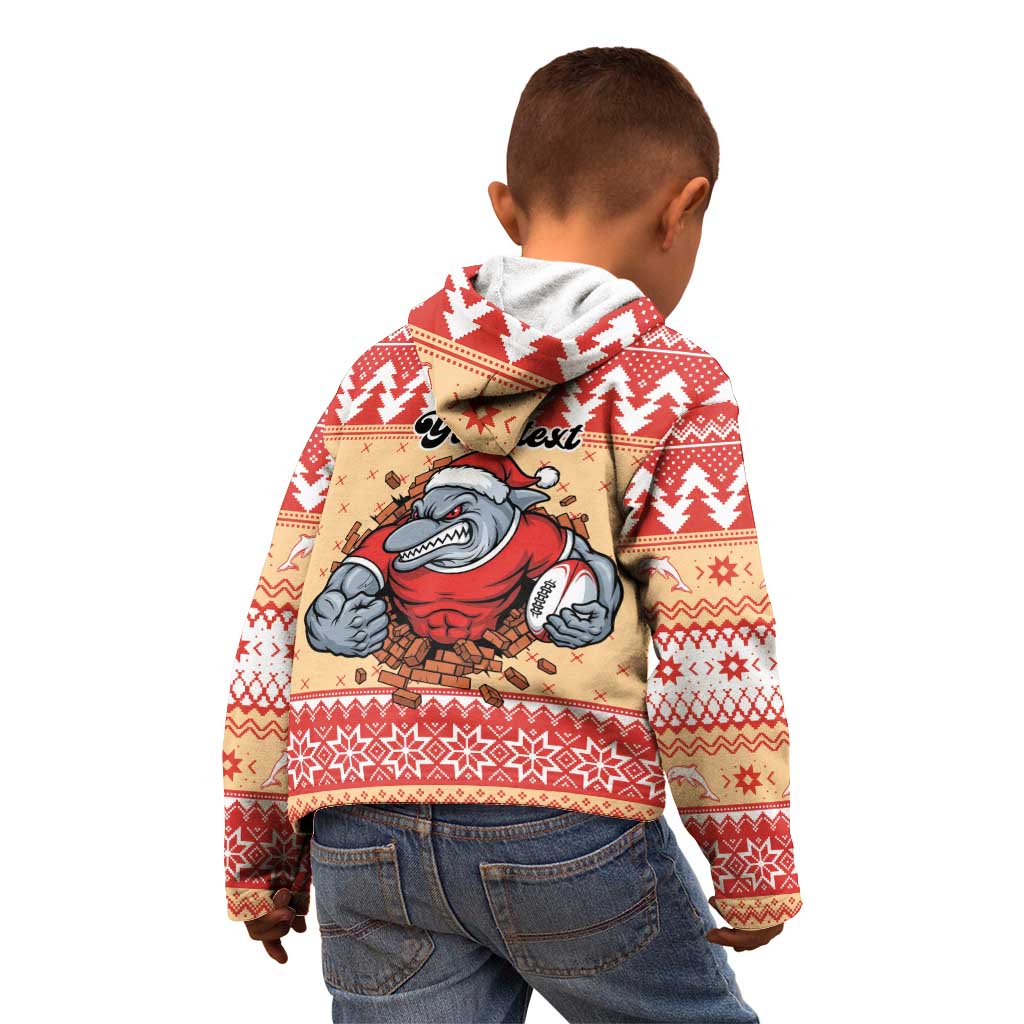 Redcliffe Strong Dolphins Personalised Kid Hoodie Christmas Rugby League Spirit - Aussie Hoodie