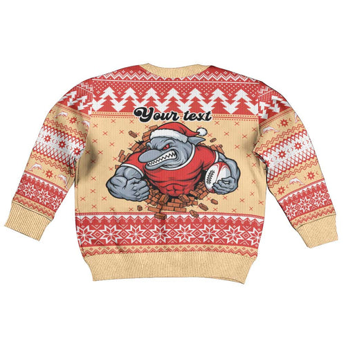 Redcliffe Strong Dolphins Personalised Kid Ugly Christmas Sweater Christmas Rugby League Spirit - Aussie Hoodie