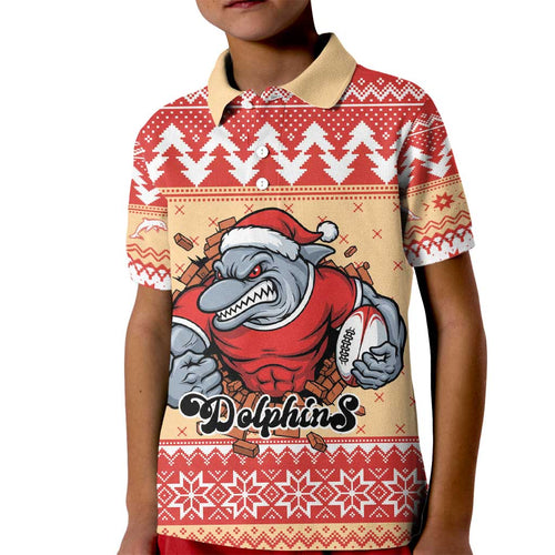 Redcliffe Strong Dolphins Personalised Kid Polo Shirt Christmas Rugby League Spirit - Aussie Hoodie