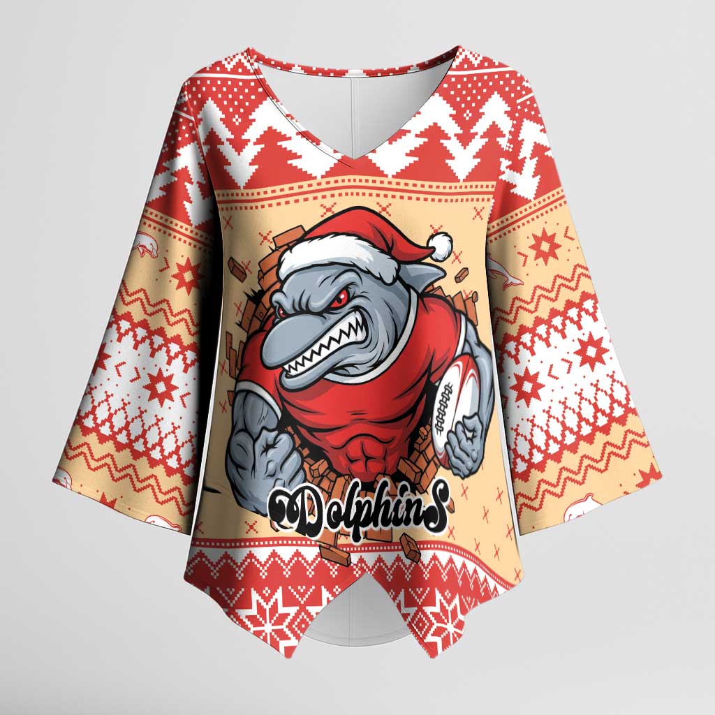 Redcliffe Strong Dolphins Personalised Kimono Sleeve Blouse Christmas Rugby League Spirit - Aussie Hoodie