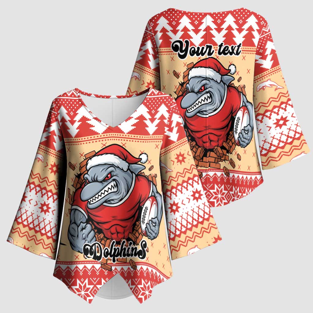 Redcliffe Strong Dolphins Personalised Kimono Sleeve Blouse Christmas Rugby League Spirit - Aussie Hoodie