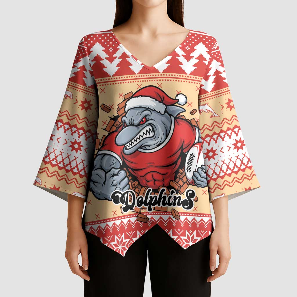 Redcliffe Strong Dolphins Personalised Kimono Sleeve Blouse Christmas Rugby League Spirit - Aussie Hoodie