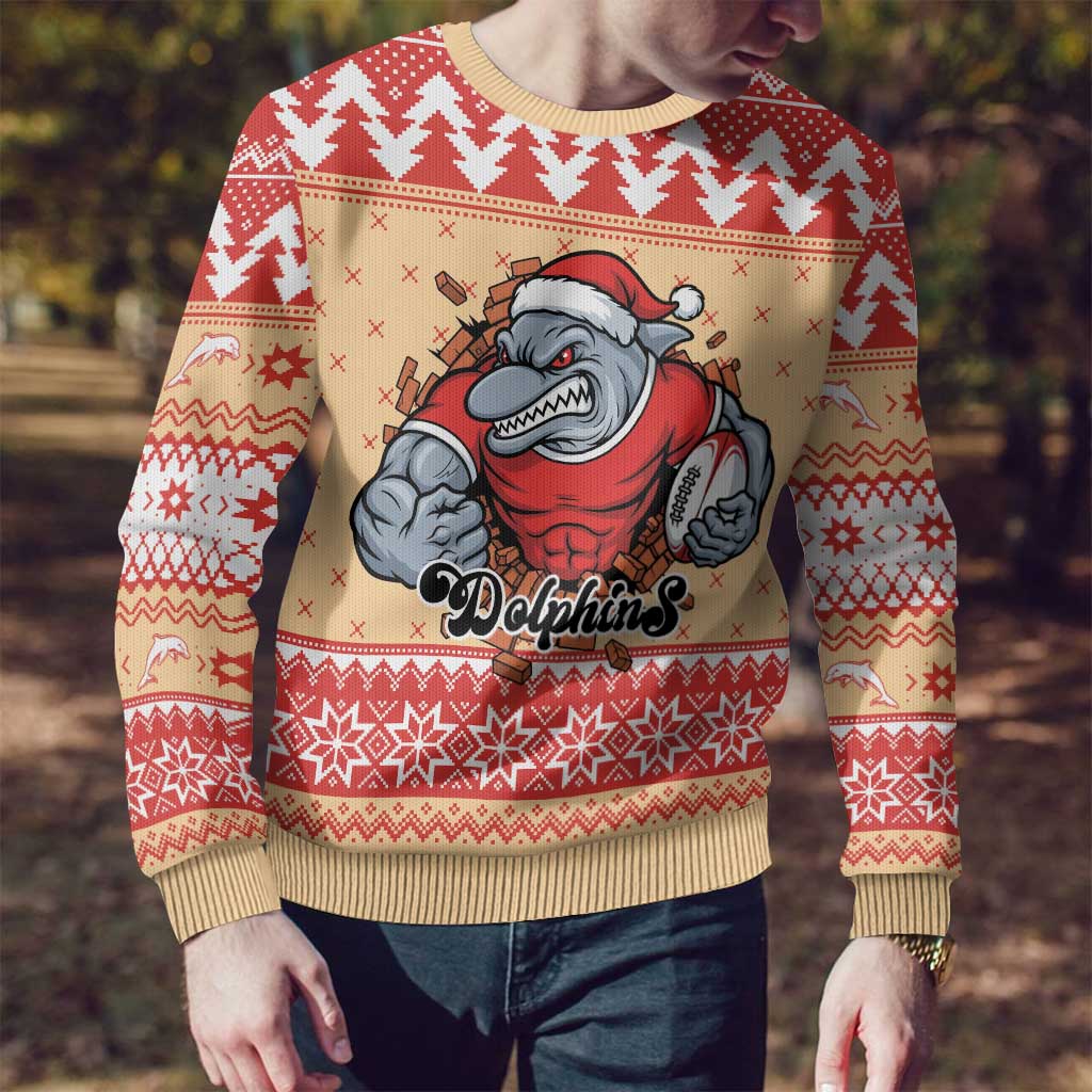 Redcliffe Strong Dolphins Personalised Ugly Christmas Sweater Christmas Rugby League Spirit - Aussie Hoodie