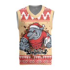 Redcliffe Strong Dolphins Personalised Christmas Knitted V-Neck Vest Christmas Rugby League Spirit - Aussie Hoodie