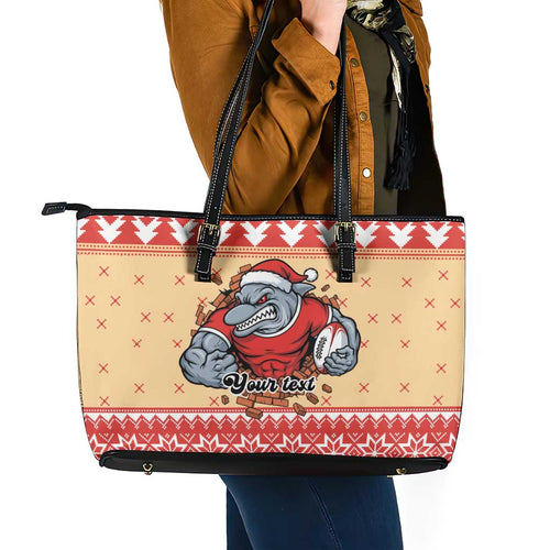 Redcliffe Strong Dolphins Personalised Leather Tote Bag Christmas Rugby League Spirit - Aussie Hoodie