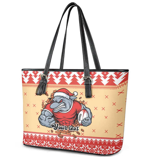 Redcliffe Strong Dolphins Personalised Leather Tote Bag Christmas Rugby League Spirit - Aussie Hoodie