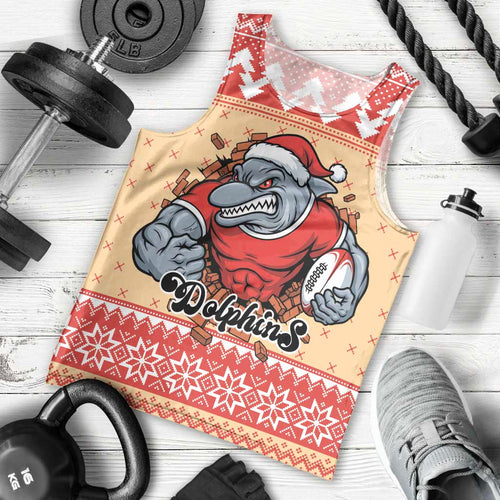 Redcliffe Strong Dolphins Personalised Men Tank Top Christmas Rugby League Spirit - Aussie Hoodie