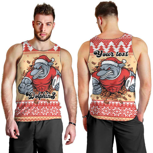 Redcliffe Strong Dolphins Personalised Men Tank Top Christmas Rugby League Spirit - Aussie Hoodie