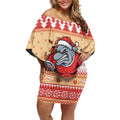 Redcliffe Strong Dolphins Personalised Off Shoulder Short Dress Christmas Rugby League Spirit - Aussie Hoodie