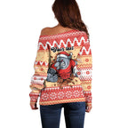 Redcliffe Strong Dolphins Personalised Off Shoulder Sweater Christmas Rugby League Spirit - Aussie Hoodie