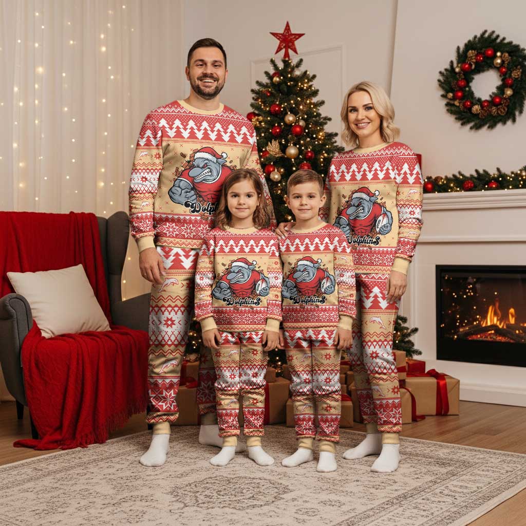 Redcliffe Strong Dolphins Personalised Christmas Pajama Set Christmas Rugby League Spirit - Aussie Hoodie