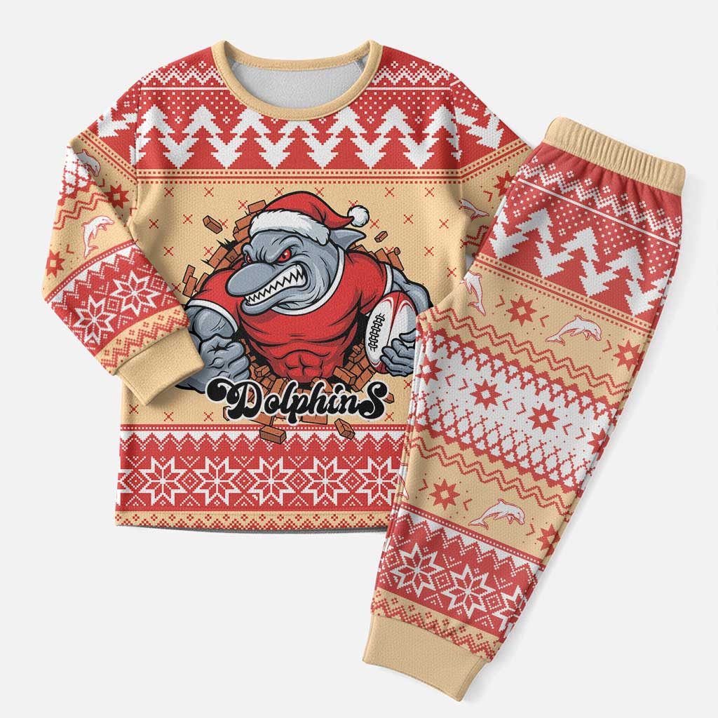 Redcliffe Strong Dolphins Personalised Christmas Pajama Set Christmas Rugby League Spirit - Aussie Hoodie