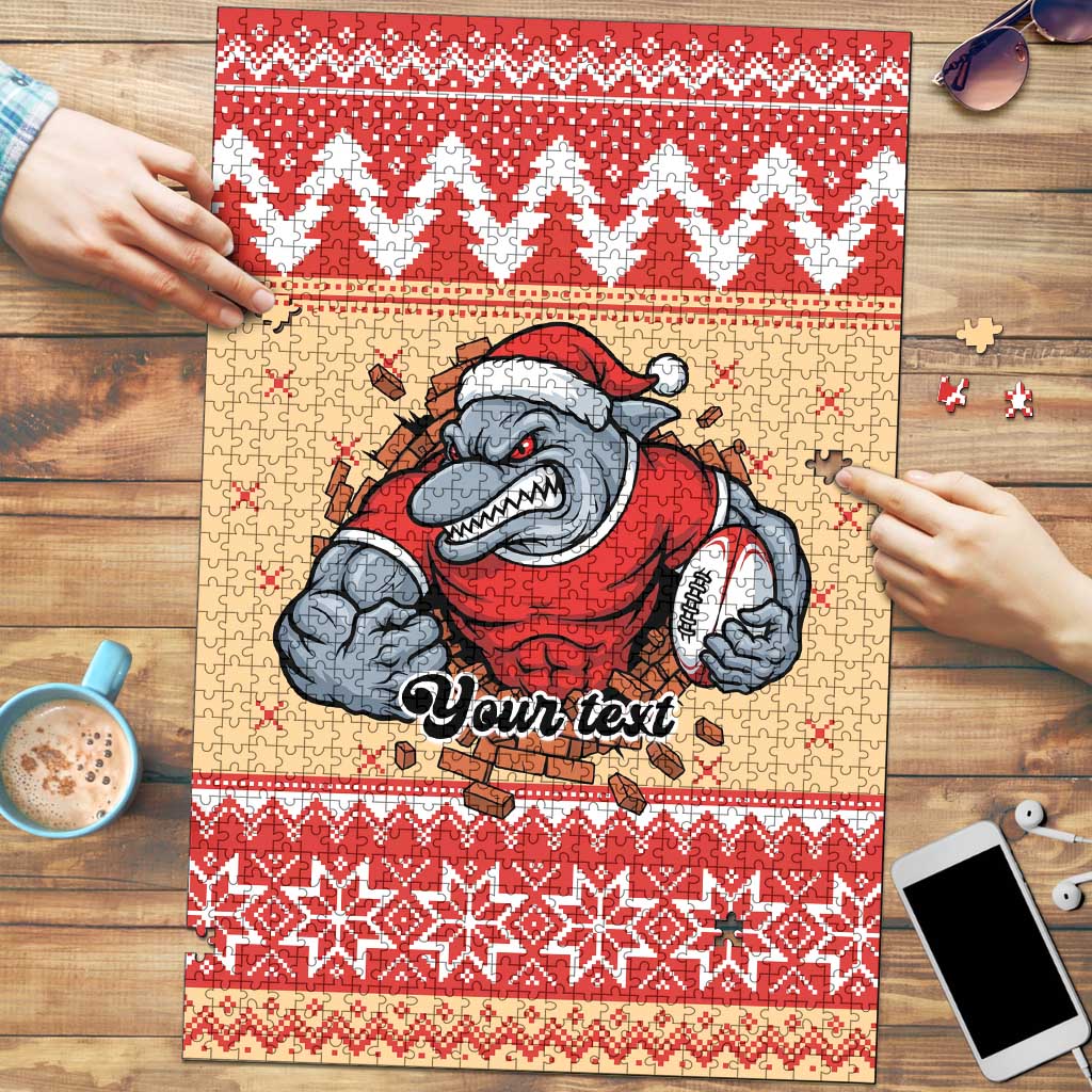 Redcliffe Strong Dolphins Personalised Puzzle Christmas Rugby League Spirit - Aussie Hoodie