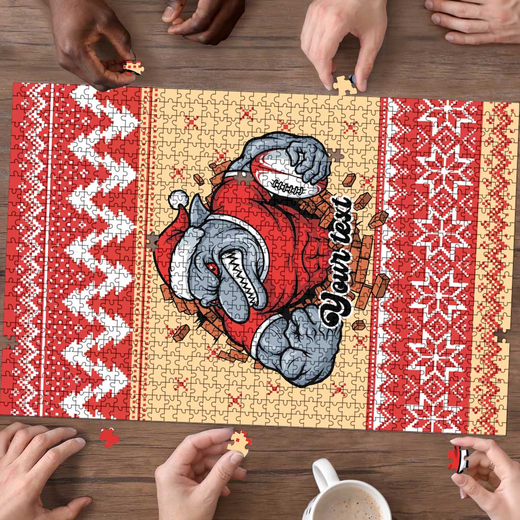 Redcliffe Strong Dolphins Personalised Puzzle Christmas Rugby League Spirit - Aussie Hoodie